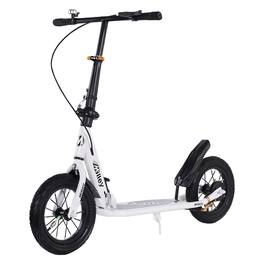 Topteng - 12" Air Tire Foldable Commuter Kick Scooter for Adults & Teens-Shock-Absorbing, 220lbs Capacity,Dual Hand Brakes - White
