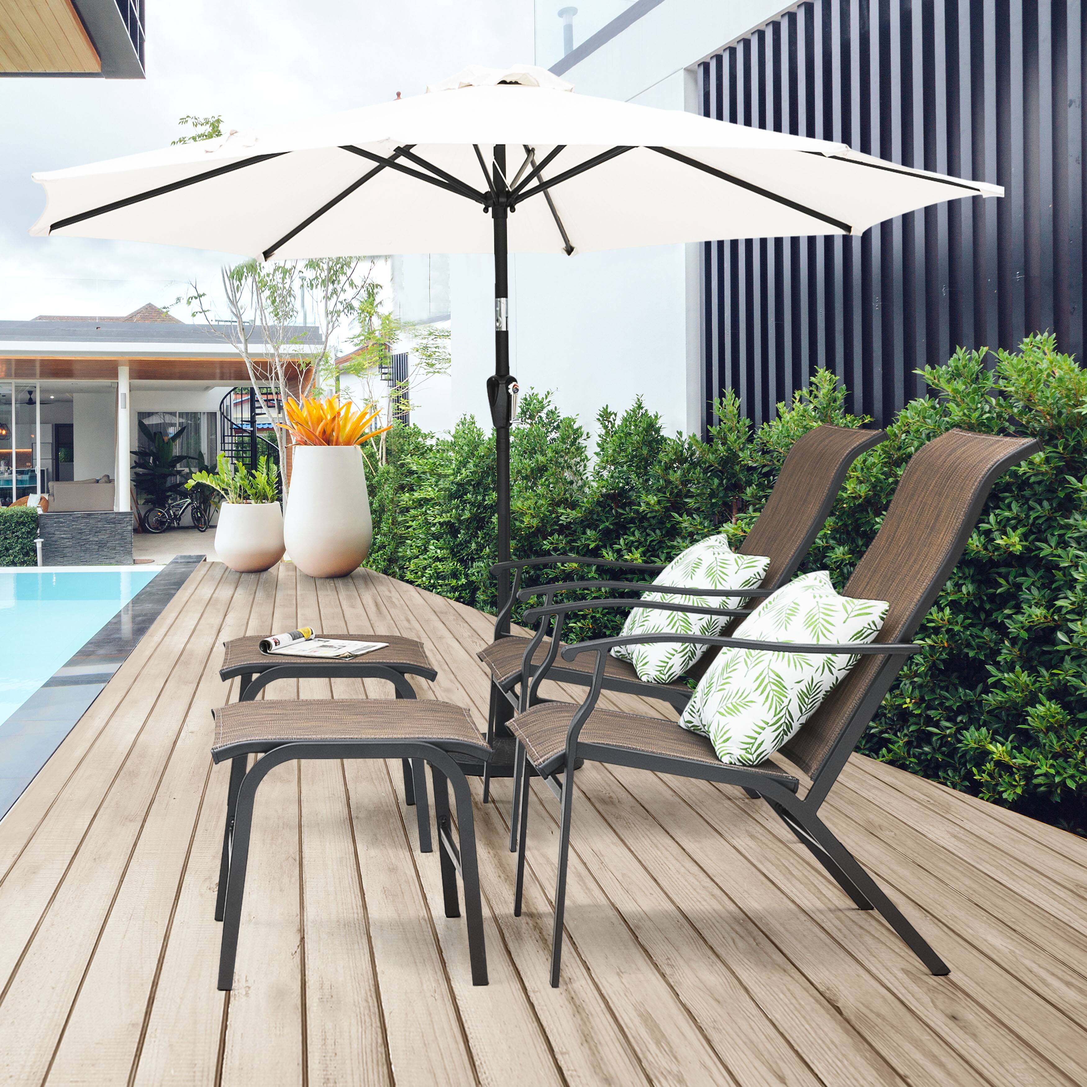 Alt View 6. Nuu Garden - 2-Piece Patio All-Weather Textilene Lounge Chair with Ottoman - Brown.
