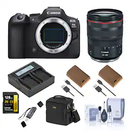 Bundle - Canon - EOS R6 Mark II Mirrorless Camera with Stop Motion Animation Firmware, Black, with RF 24-105mm f/4 L IS USM