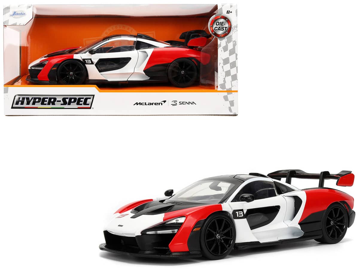 Jada - McLaren Senna with Carbon Hood and Top "HyperSpec" Series 1/24 - Red and White