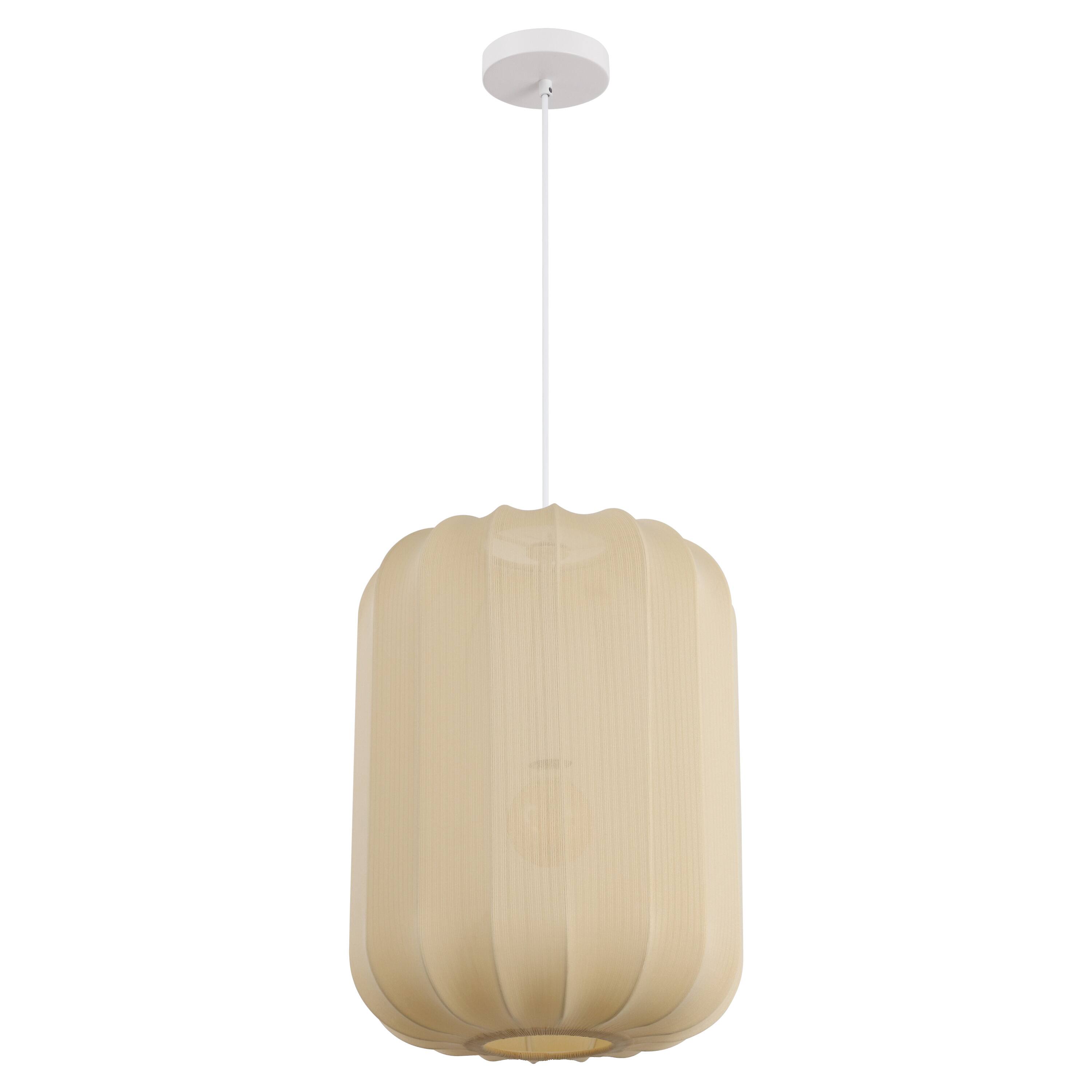 Alt View 7. Jonathan Y - Aurelia 13.75" 1-Light Scandinavian Japandi Adjustable Lantern Metal with Ribbed Cocoon Capsule Shade LED Pendant, Beige - Beige.