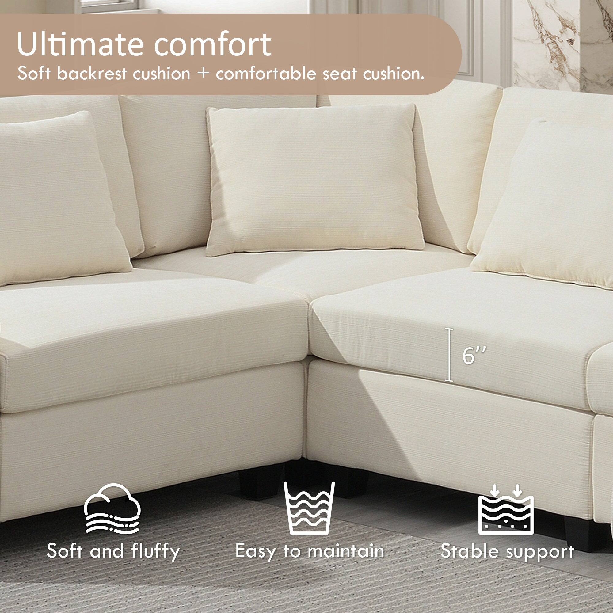 Ultimate comfort  
Soft backrest cushion + comfortable seat cushion.  

6" Soft and fluffy  
Easy to maintain  
Stable support