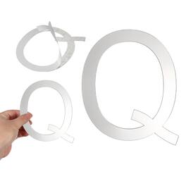 Unique Bargains - 3D Alphabet Mirror Wall Sticker, 8" Acrylic Letter Q Self-Adhesive Home Decor for Living Room, Bedroom - Silver