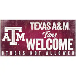 Fan Creations - Texas A&M Aggies 6" x 12" Fans Welcome Sign - Multicolor