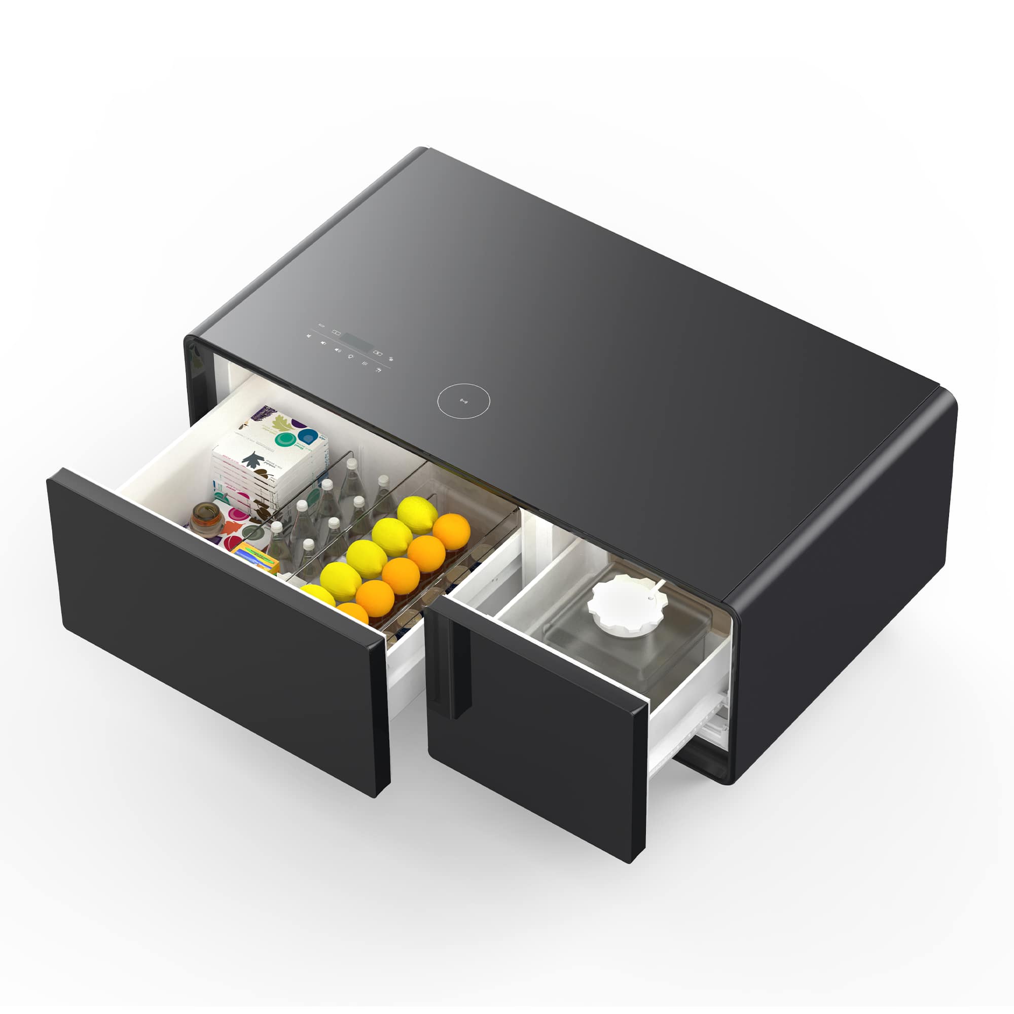 Ecooso - Smart Coffee Table with Built-in Fridge, Bluetooth Speaker, Wireless Charging and Touch Control Panel - Black