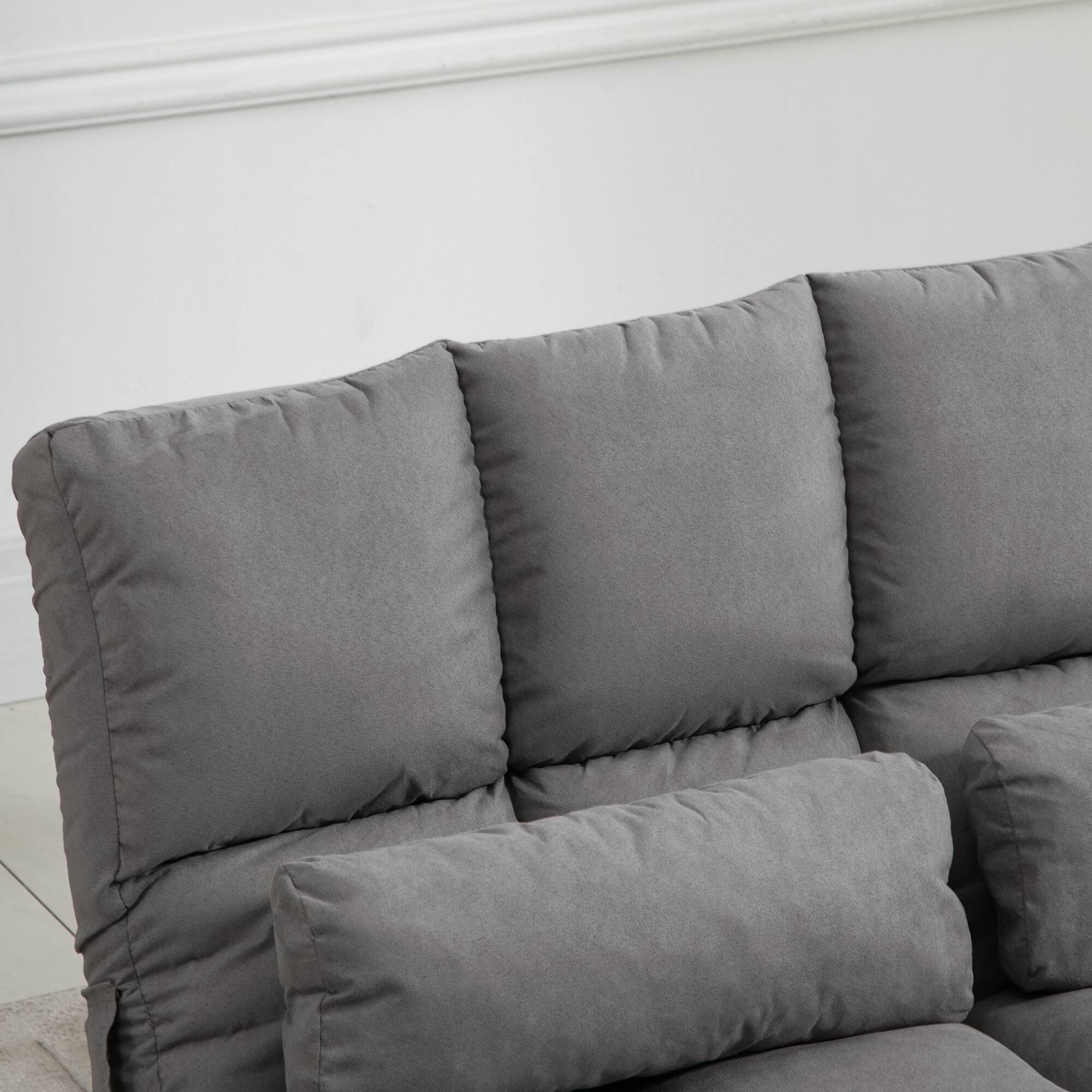 Alt View 7. Homcom - Convertible Floor Sofa Chair, Folding Couch Bed, Guest Chaise Lounge with 2 Pillows, Adjustable Backrest - Dark Gray.