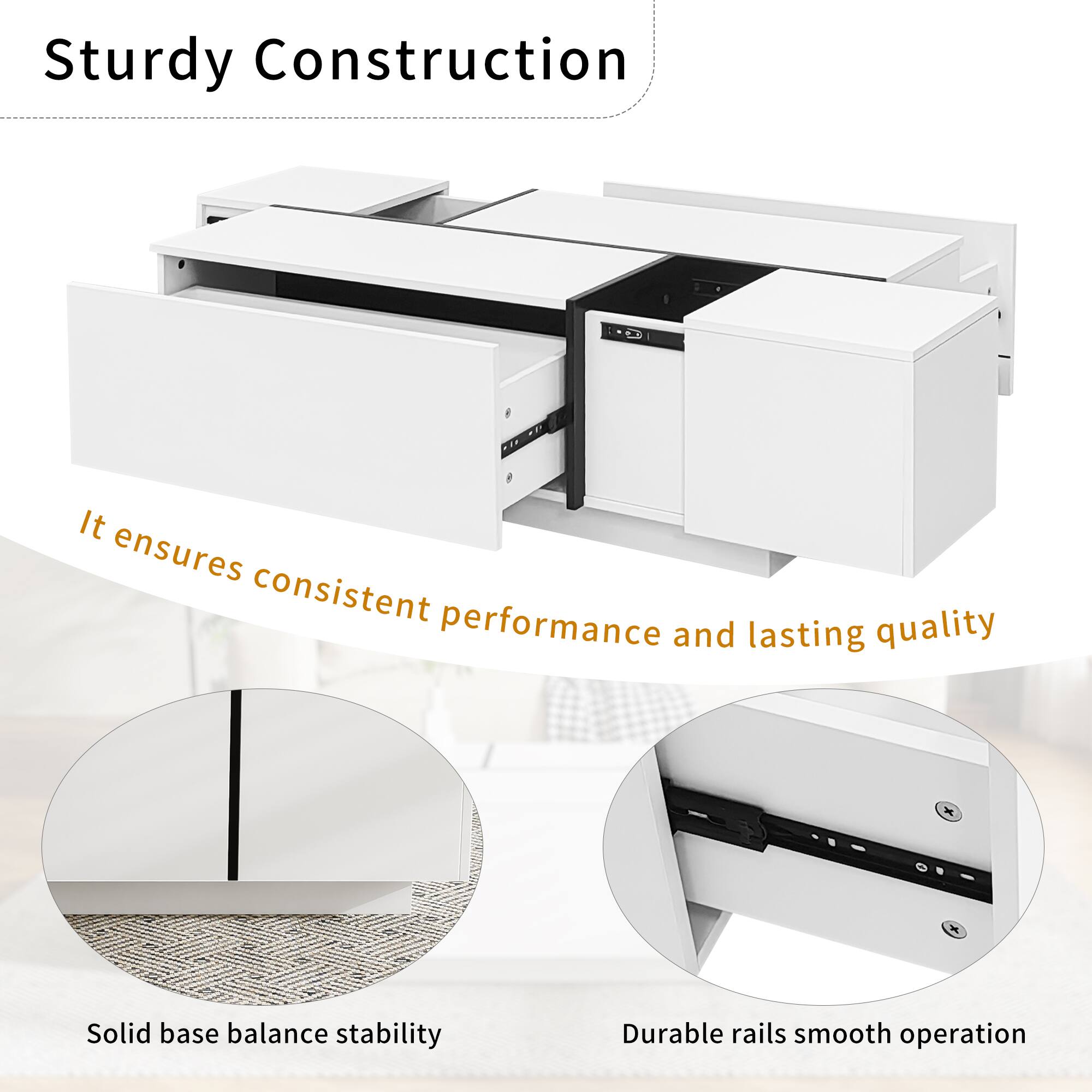 Sturdy Construction

It ensures consistent performance and lasting quality

- Solid base balance stability
- Durable rails smooth operation
