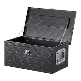 VEVOR - Heavy Duty Aluminum Truck Bed Tool Box, Stripes Plated Tool Box with Side Handle and Lock Keys, 20"x12"x9.5" - Black