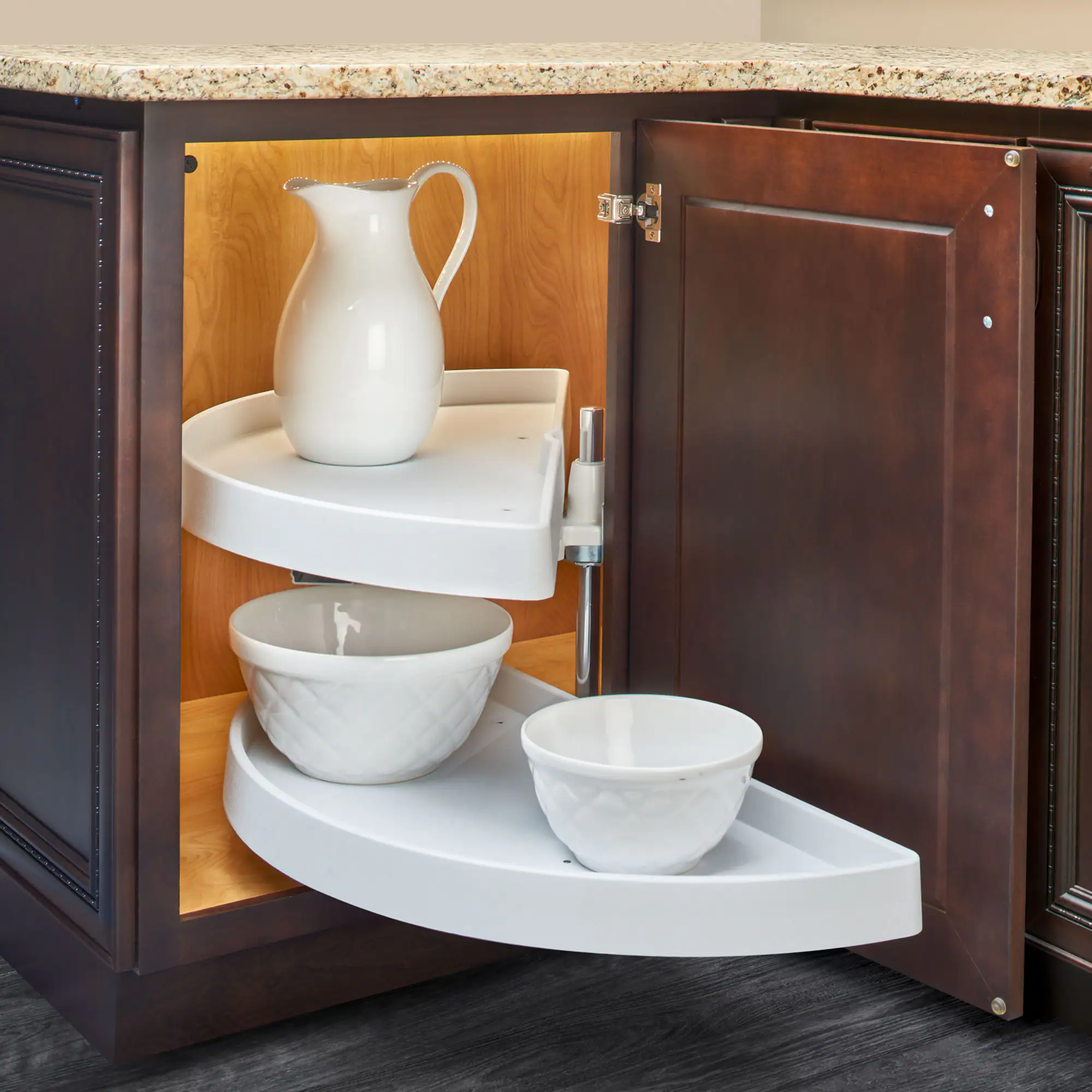 Alt View 7. Rev-A-Shelf - Rev-A-Shelf 33" Lazy Susan Half-Moon Polymer Two-Tier Blind Cabinet 6882-33-11-570 - White.