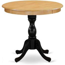 East West Furniture - Antique 36" Round Dining Room Table for Small Space - Oak Top & Black Pedestal - Multi-Color