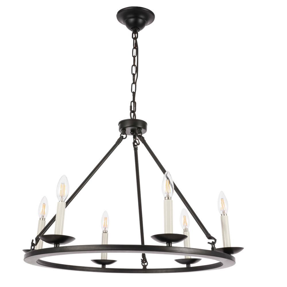 Alt View 5. Living District - Maine 6 light Black chandelier - Black.