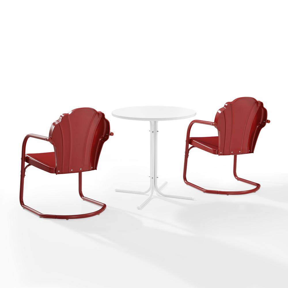 Alt View 6. Crosley Furniture - Tulip 3Pc Retro Outdoor Bistro Set - Bistro Table & 2 Chairs - Dark Red Satin.