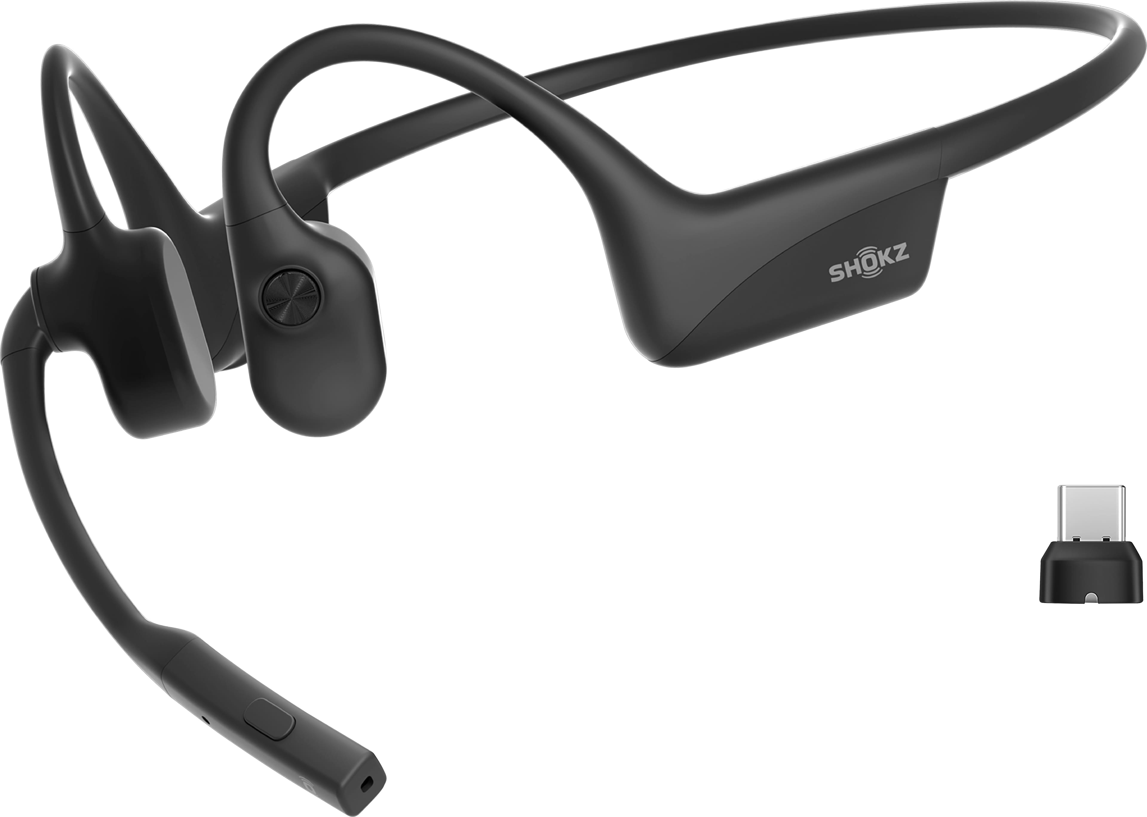 Front. Shokz - Shokz OpenComm2 UC Bone Conduction Stereo Bluetooth Headset 2025 Upgrade, USB-C - Black.