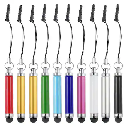 Front. Unique Bargains - 10pcs Metallic Stylus Pen Retractable Aluminum Alloy Mini Capacitive Pens for Universal All Touch Screen Devices - Multicolor.