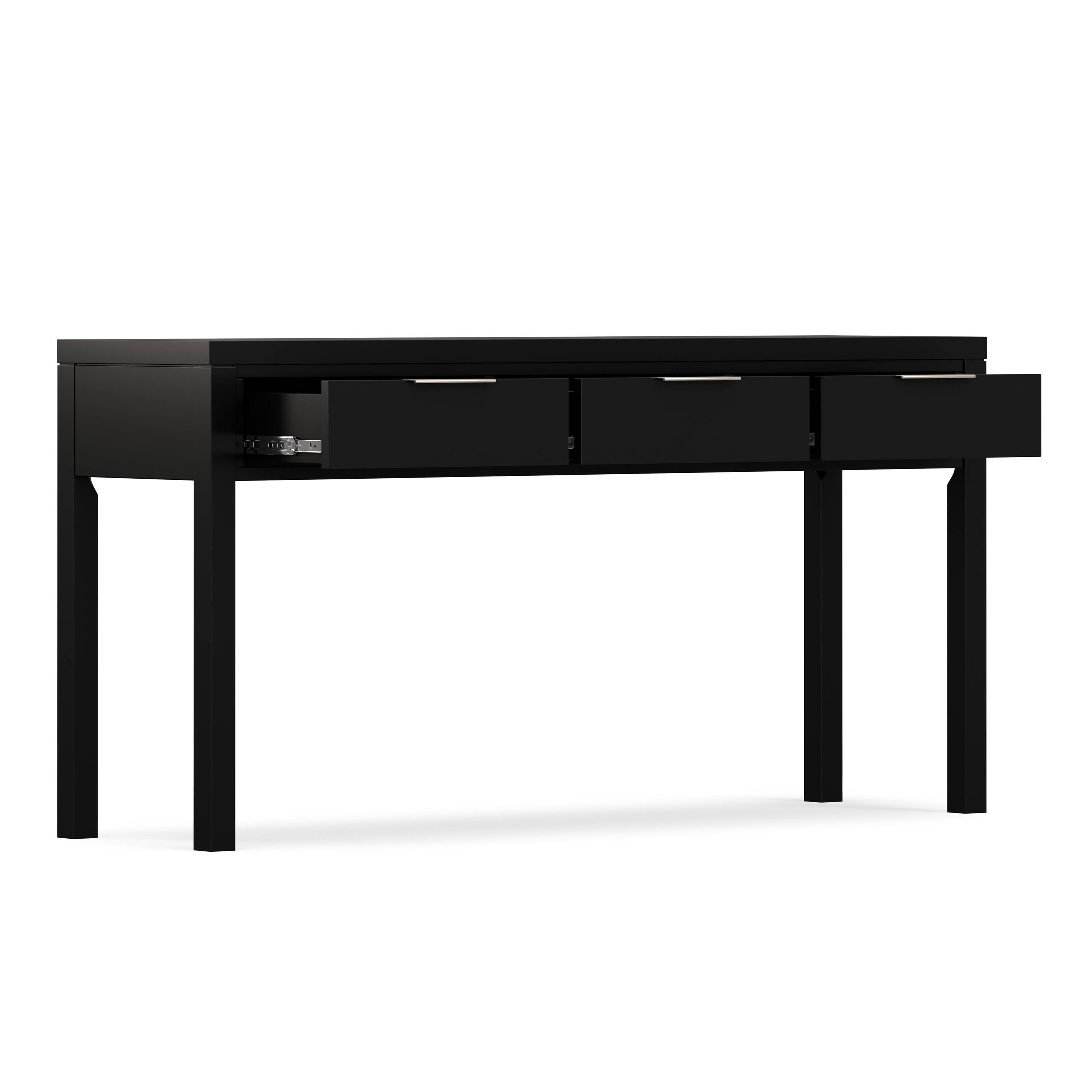 Back. Simpli Home - Hollander 60 inch Wide Solid Wood Contemporary Console Table in Black - Black.