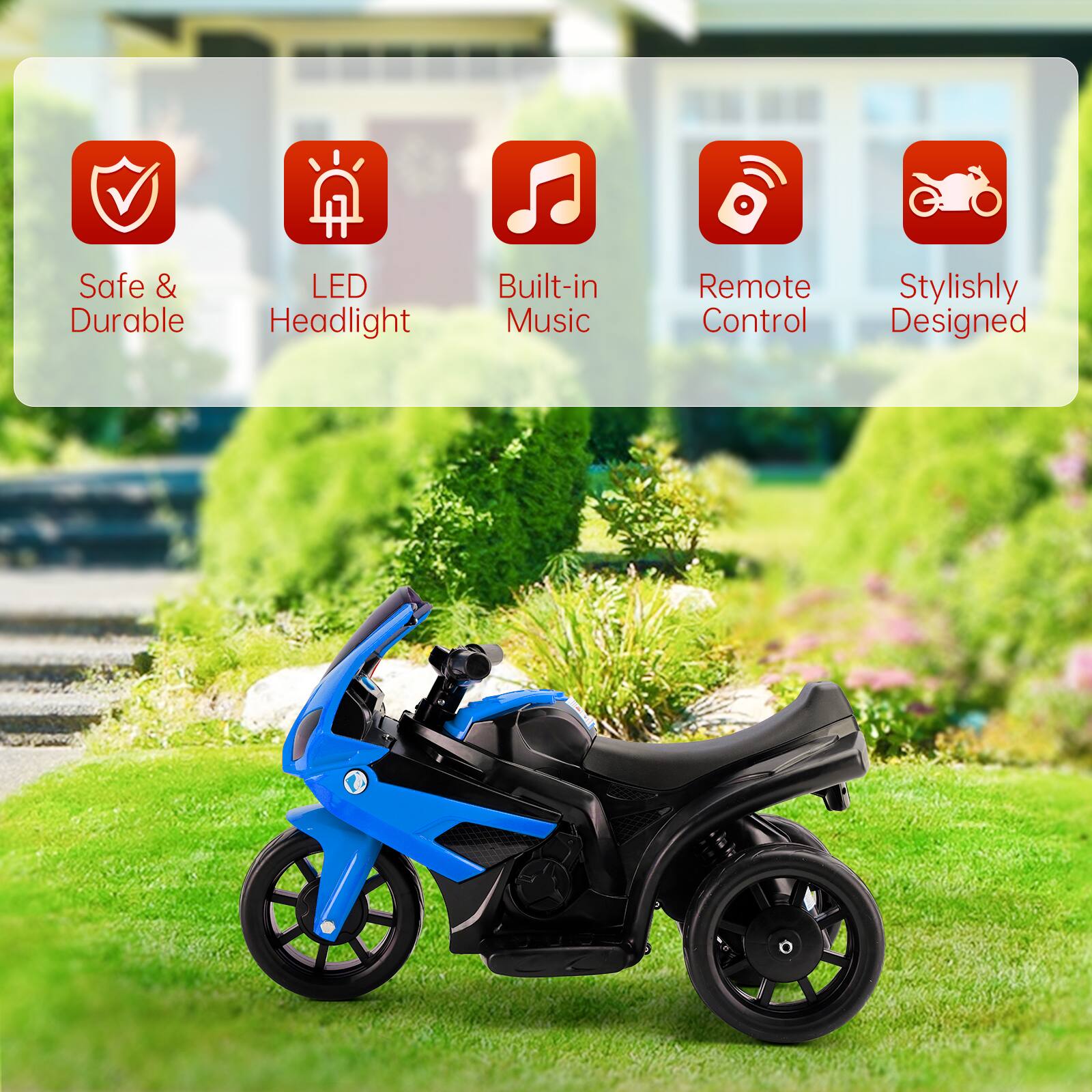 Safe & Durable  
LED Headlight  
Built-in Music  
Remote Control  
Stylishly Designed