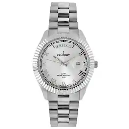 Peugeot - Men's 40mm Fluted Bezel Bracelet Watch - Silver