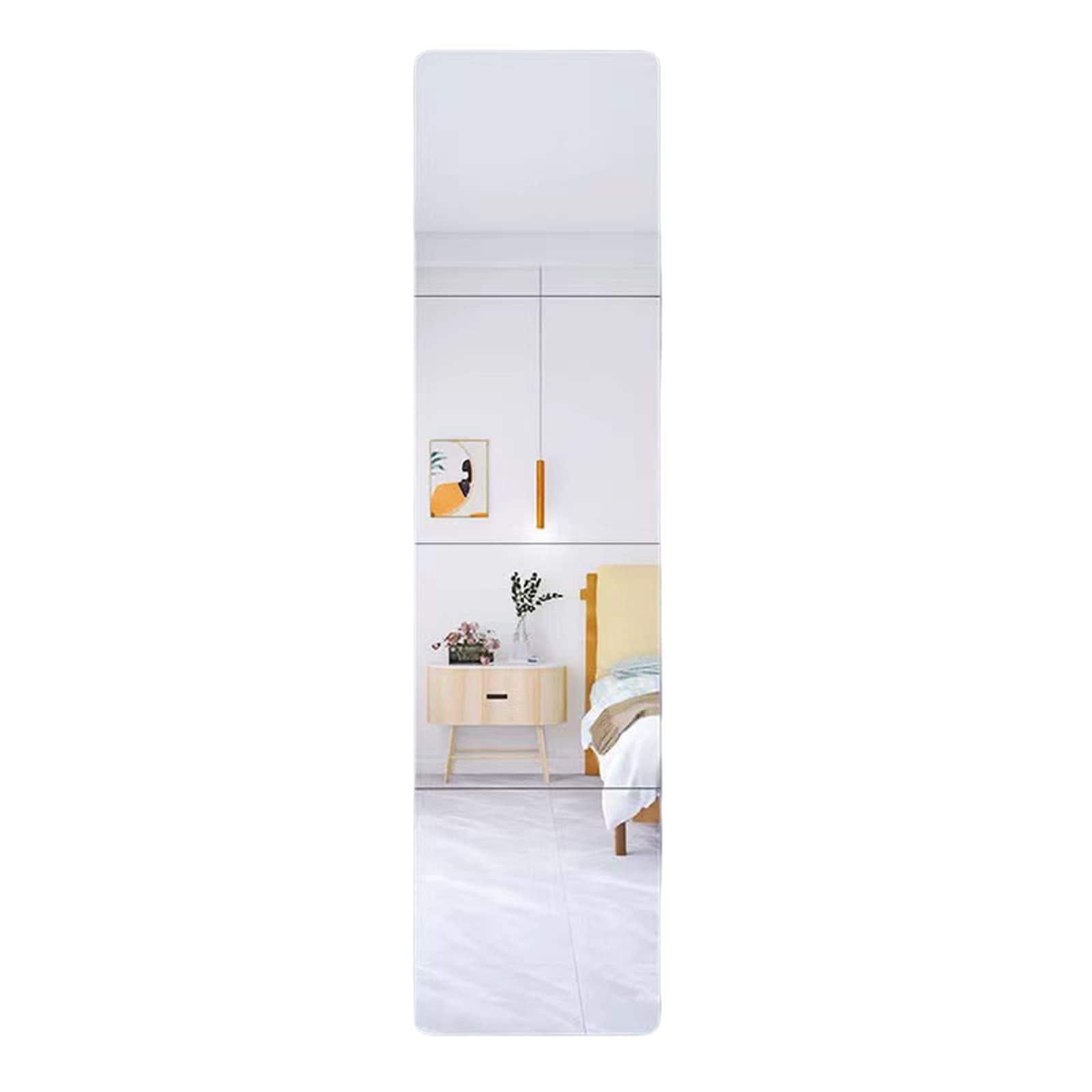 Live At Space - Wall Mirror Full Length Cheap Shatterproof Gym Mirrors For Home 12"x12" 4 Workout Glassless Mylar Bedroom Over Door - HD wall mirror_12" x 12"_4pcs