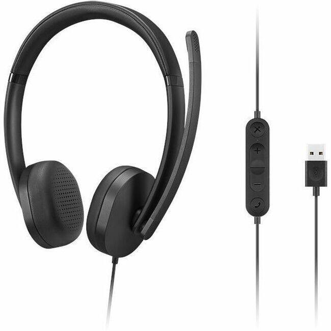 Front. Lenovo - Lenovo USB-A Wired Stereo Headset Gen 2 - Stereo - USB Type A - Wired - 32 Ohm - 20 Hz to 20 kHz - On-ear, Over-the-head - Black.