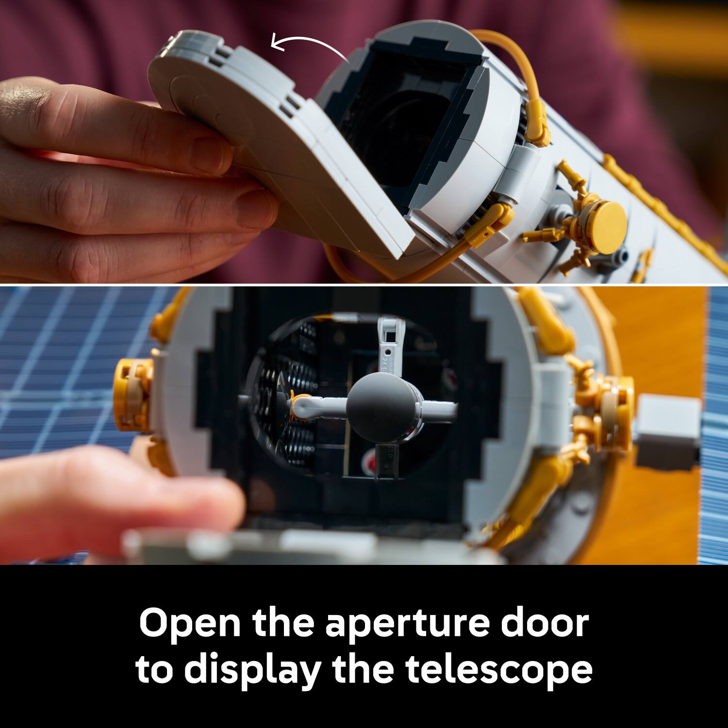 Open the aperture door to display the telescope