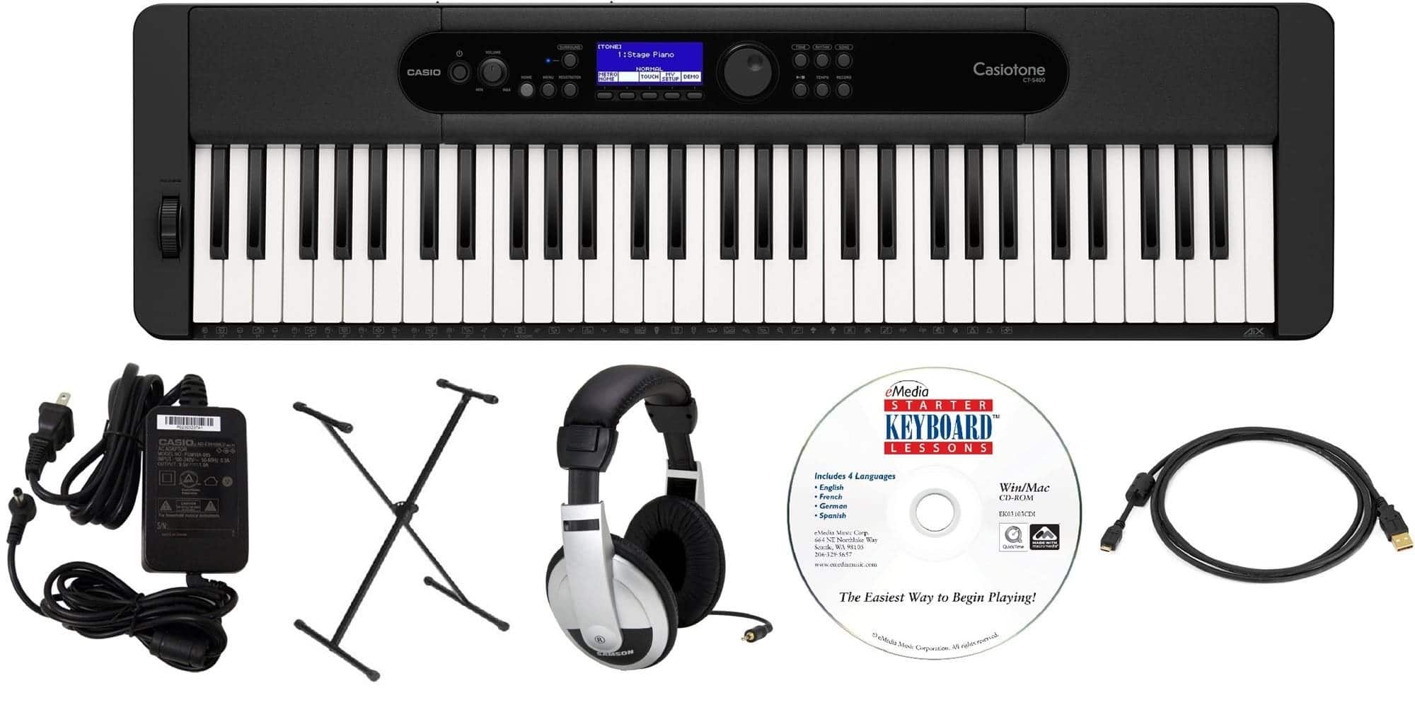 Casio - CTS400 EPA Pack with Stand, Adapter, and Headphones