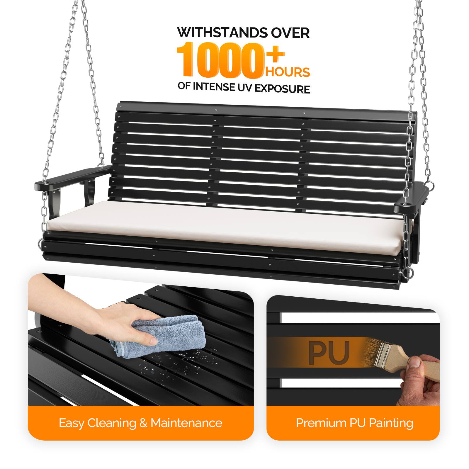 WITHSTANDS OVER 1000+ HOURS OF INTENSE UV EXPOSURE

Easy Cleaning & Maintenance

Premium PU Painting