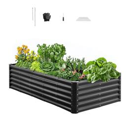 VEVOR - Metal Raised Garden Bed, 6 x 3 x 1.4 ft Outdoor Galvanized Planter Garden Box, Open Bottom Design - Gray