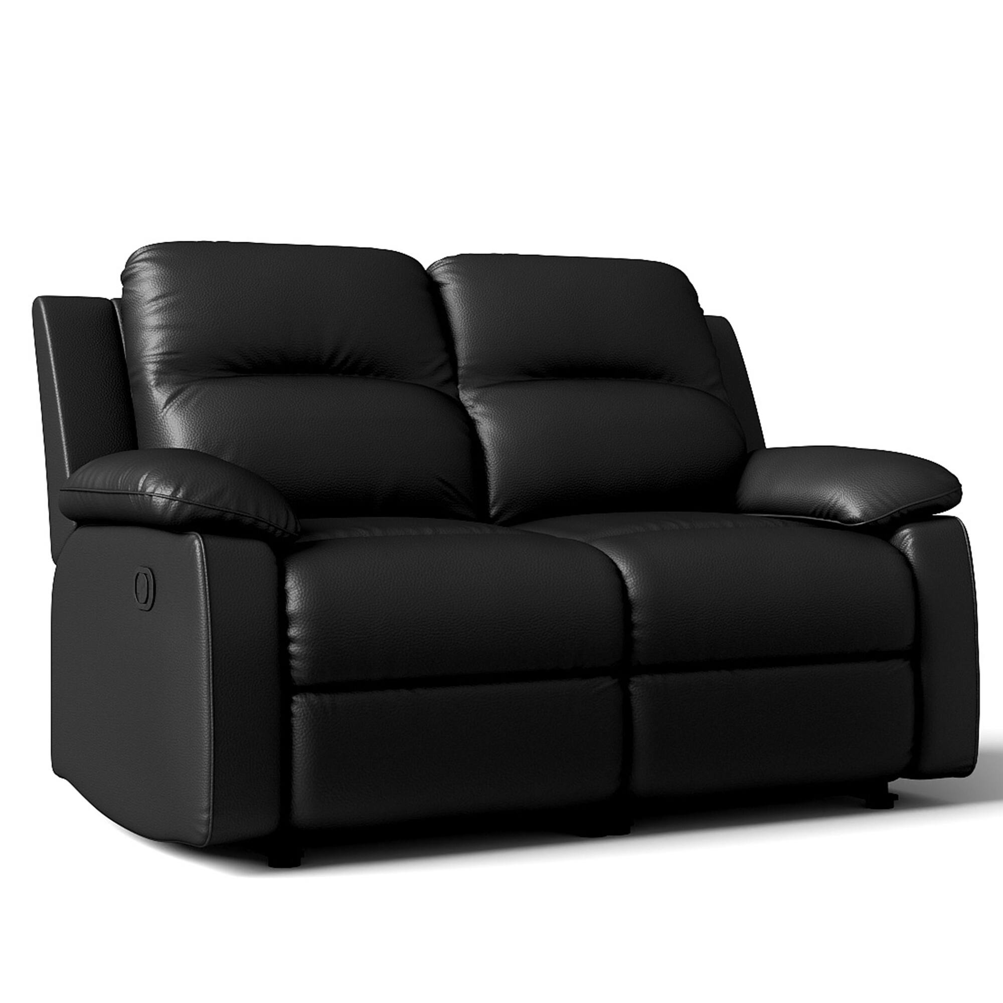 Alt View 3. KERDOM - PU Leather Manual Reclining Sofa Set, 1-3 Seater Thick Upholstery Loveseat Recliner Sofa Oversized Home Theater Seating - Black-2 Seat.