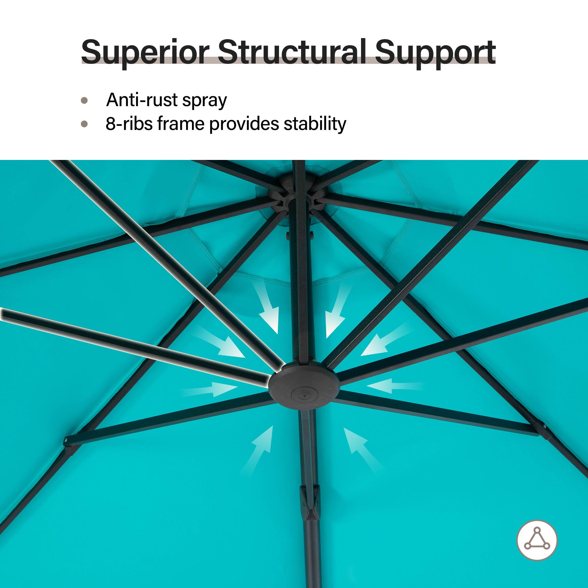 Superior Structural Support

- Anti-rust spray
- 8-ribs frame provides stability