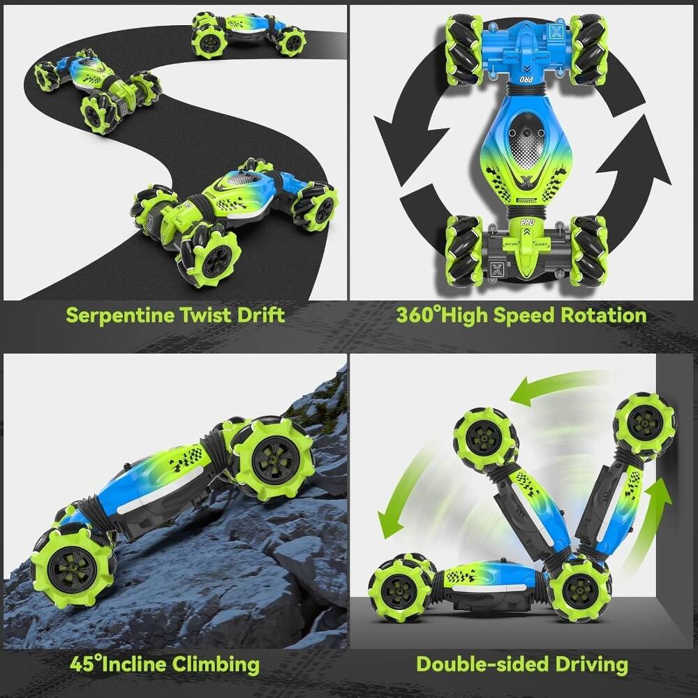 - Serpentine Twist Drift
- 360° High Speed Rotation
- 45° Incline Climbing
- Double-sided Driving