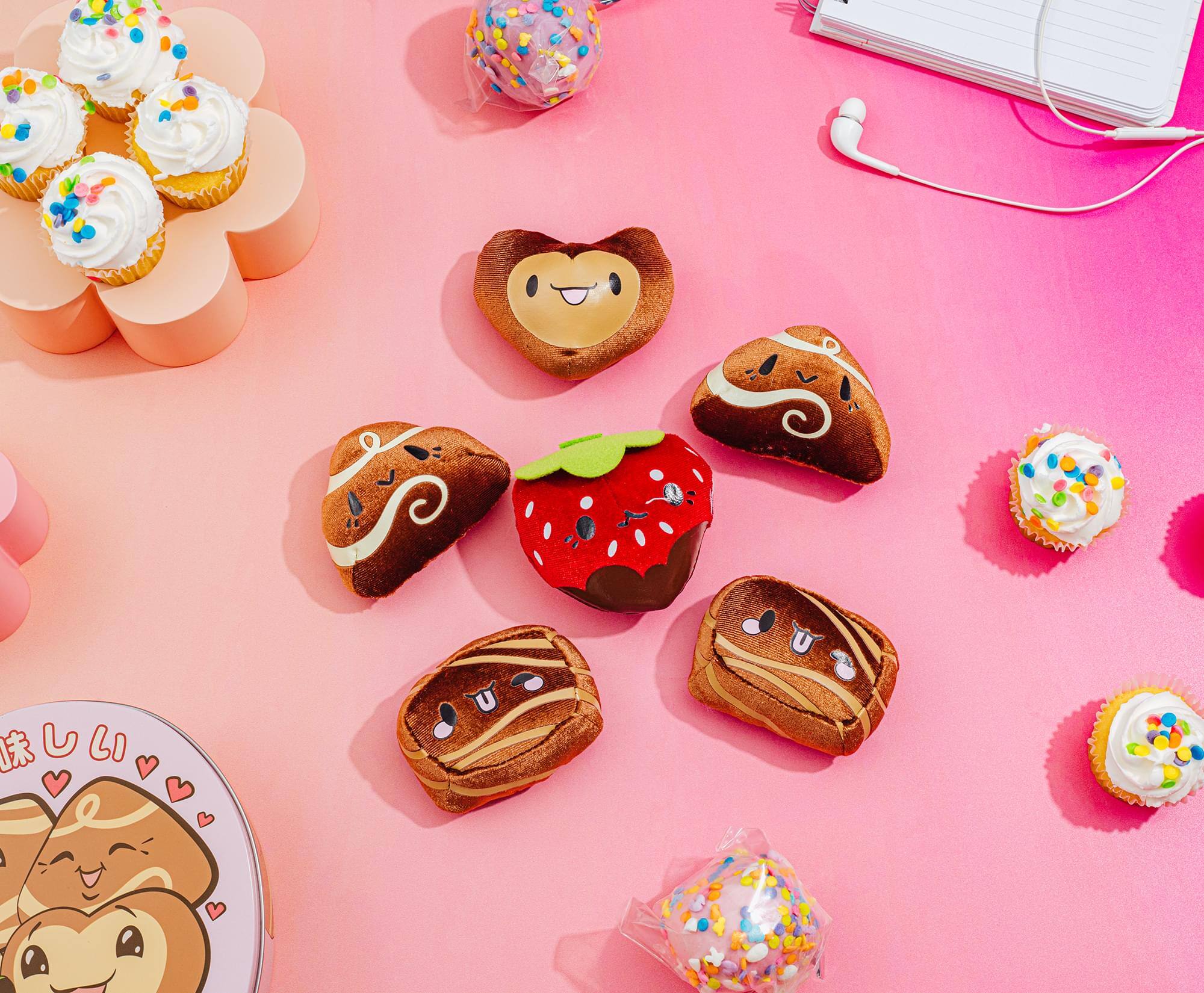 Alt View 3. Toynk - MochiOshis 6-Piece Box Of Chocolates Plush With Storage Tin - Brown.