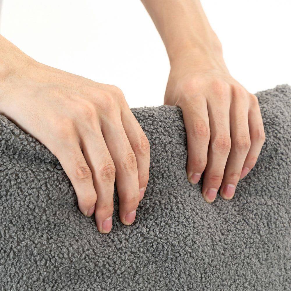 Alt View 6. Kadyn - Grey Teddy Fleece Single Sofa Chair - Compressed Modular Wide Seat with 3 Back Cushions, Cozy for Living Room & Dorm - Gray.