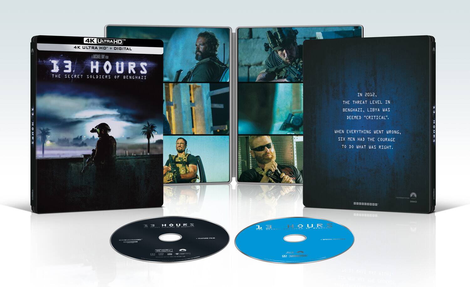 Front. 13 Hours: The Secret Soldiers of Benghazi (Steelbook)   - 4K Blu-Ray.