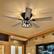 Back. Breezary - 52'' Flush Mount Ceiling Fan with Light Kit, Low Profile Indoor Crystal Fan, 5 Blades, 6-Speed DC Motor, Remote, Timer - Black with Two-tone Wood Grain Blades.