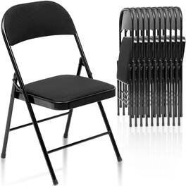 SKONYON - 10 Pack Folding Chair Set for Events Meetings and Everyday Use - Black