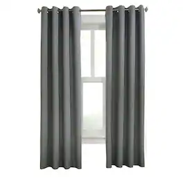 Commonwealth Home Fashions - Habitat Margaret Light Filtering Window Treatment Grommet Curtain Panel for Bedroom 52" x 84" - Charcoal