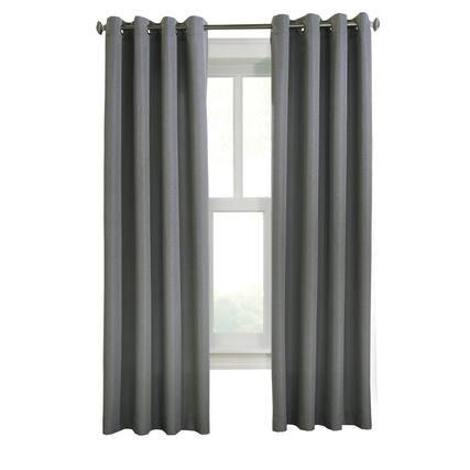 Front. Commonwealth Home Fashions - Habitat Margaret Light Filtering Window Treatment Grommet Curtain Panel for Bedroom 52" x 63" Charcoal - Charcoal.