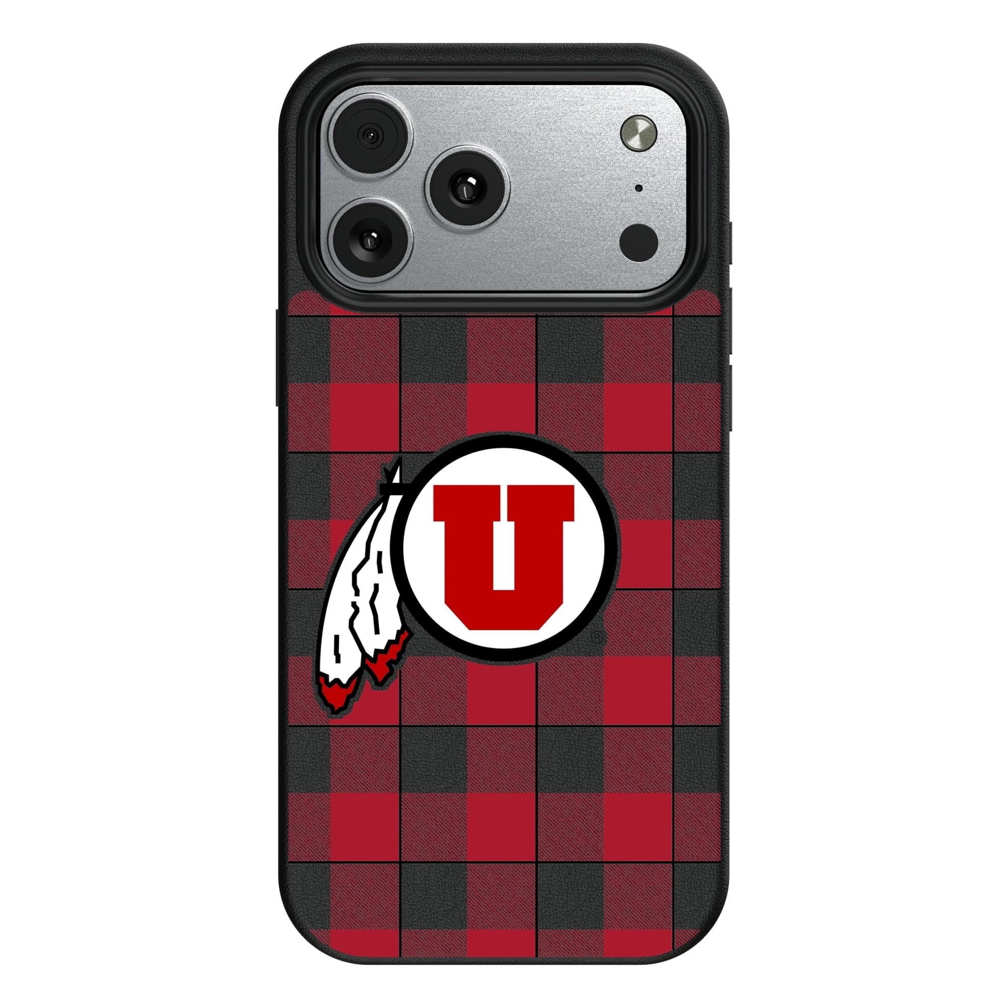 Photos - Case Utes Keyscaper - NCAA - Utah  Plaid Magnetic Bump iPhone  - 15 Pro Max - Black 