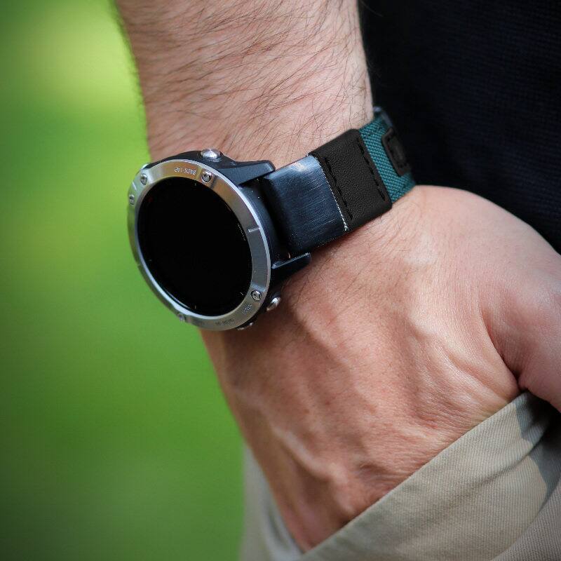Alt View 2. StrapsCo - Rugged Canvas Band QuickFit 26 Watch Strap For Garmin Fenix 7X & 7X Pro (Extra Long) - Teal.