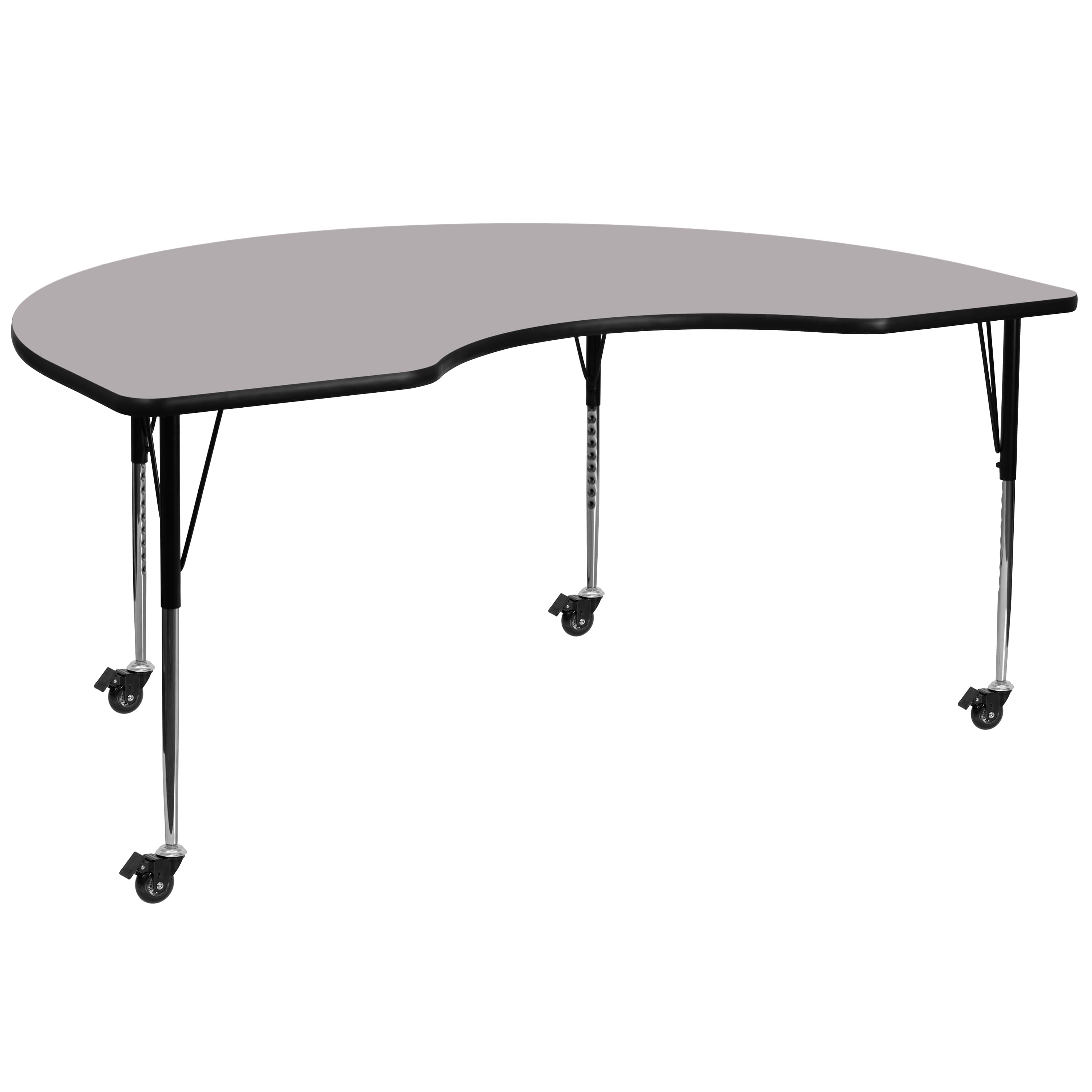 Flash Furniture - Wren Mobile 48''W x 72''L Kidney Grey Thermal Laminate Activity Table - Standard Height Adjustable Legs - Gray price history on PriceWatchPro