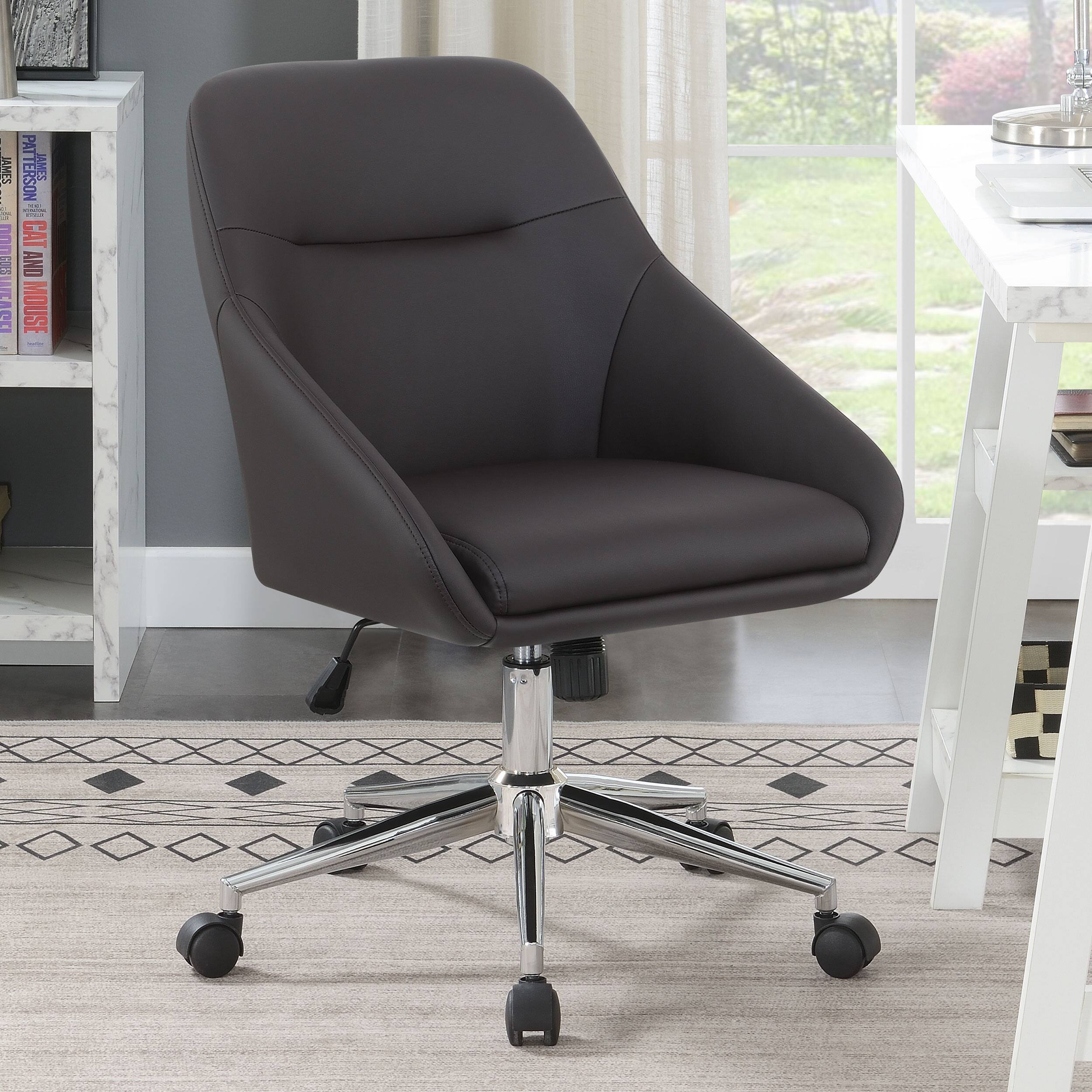 TinyHomie - Jackman Upholstered Adjustable Home Office Desk Chair - Brown