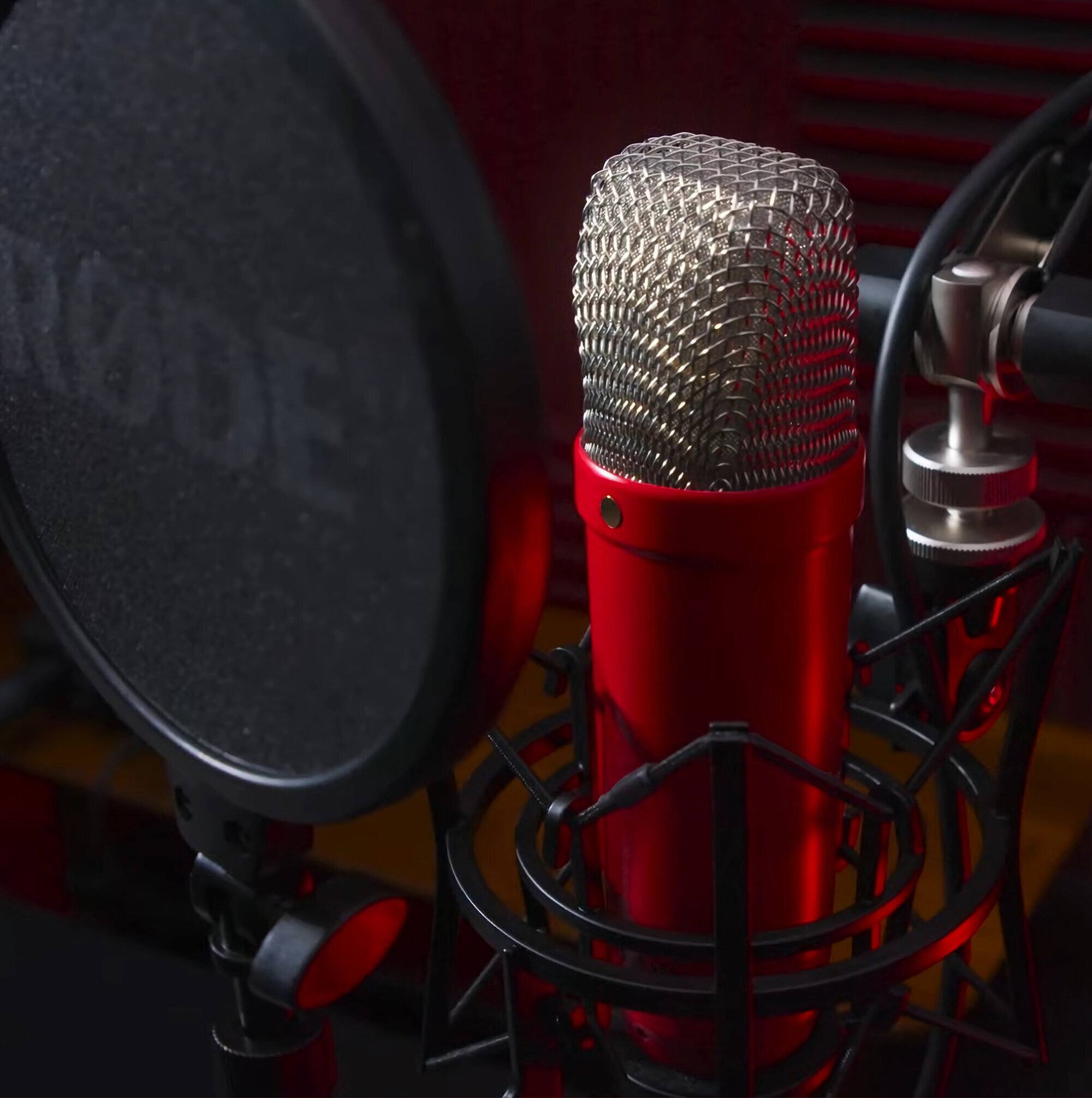 Left. RODE - Rode NT1 Signature Series Studio Condenser Microphone (Red).