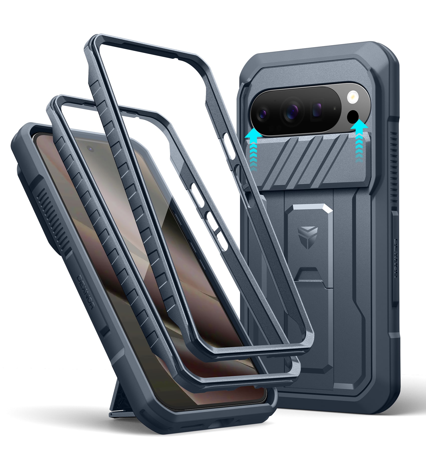 dexnor - for Google Pixel 10 Pro XL Case with Slide Camera Cover Full-Body Shockproof Protective Cover Rugged Bumper Case - Navy Blue
