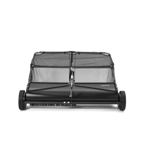 Angle. Dapper Supply - 48" Tow Behind Lawn Sweeper - Black.