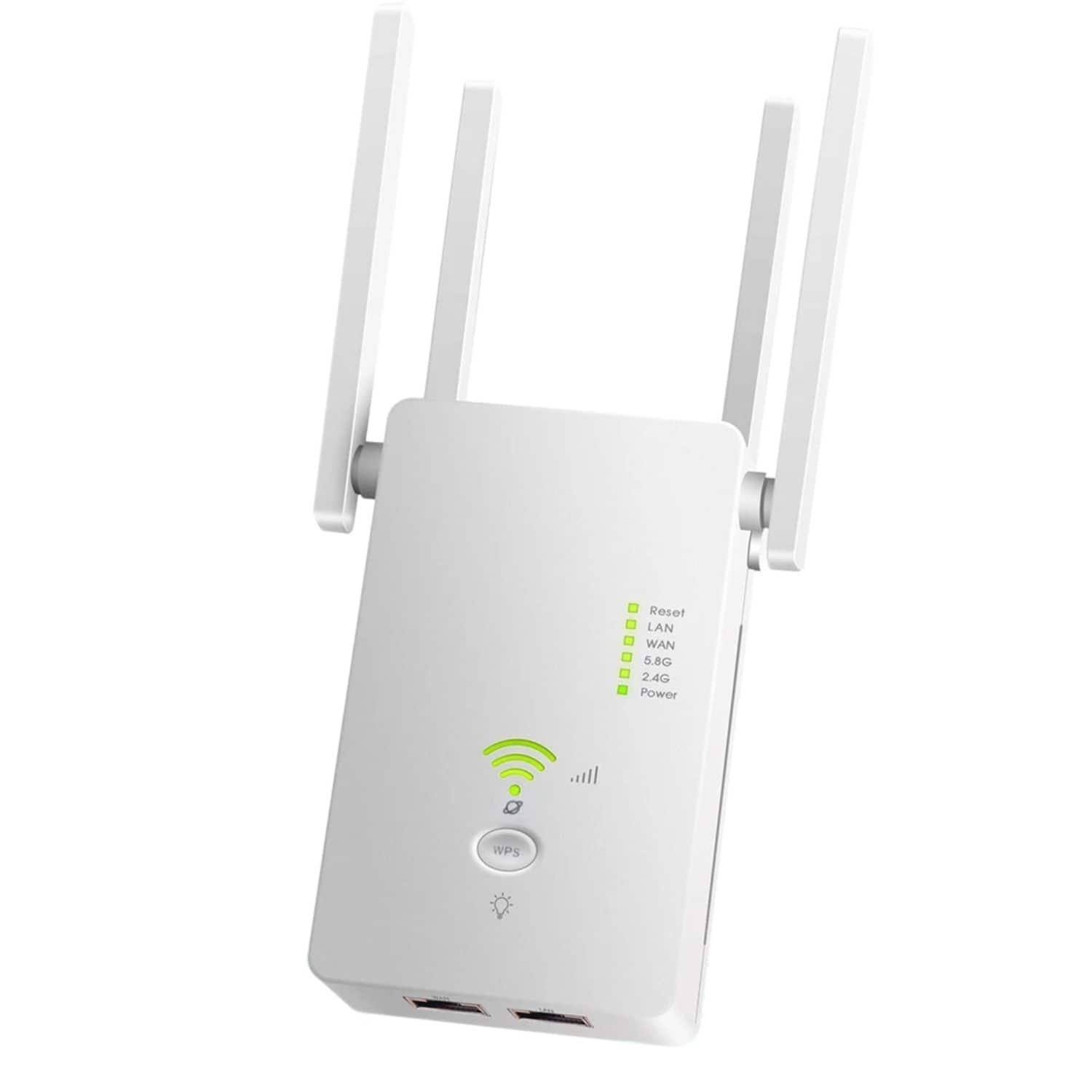Stock Preferred - WiFi Range Extender 1200Mbps Dual-Band 2.4G/5G Booster Repeater Router with 4 Antennas