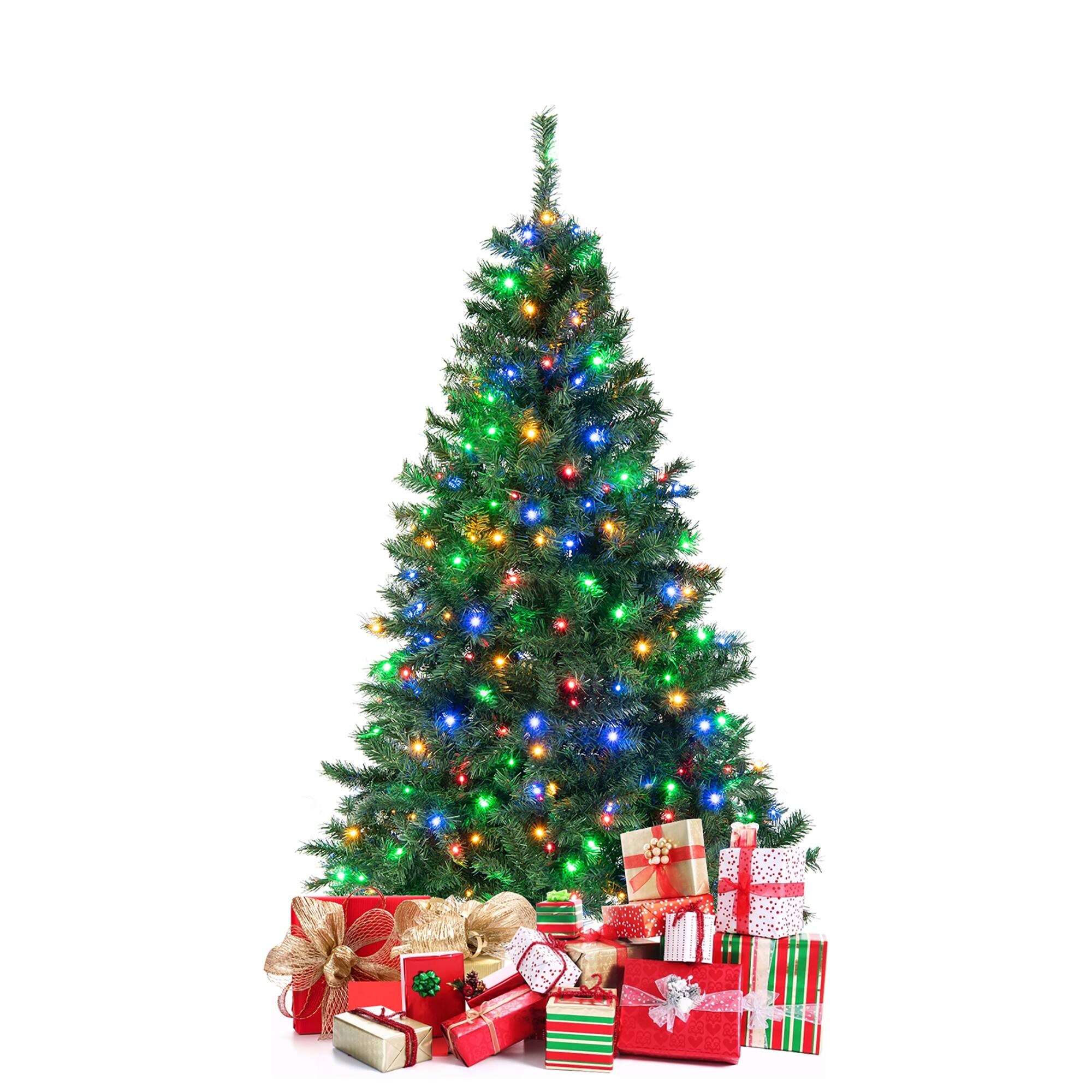 Alt View 20. Costway - 6FT Pre-Lit Hinged Christmas Tree w/ 260 Multi-Color Lights & 3-Minute Quick Shape No Fluffing Required - Green.