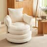 Pinmoco - Modern Swivel Accent Chair, 360 Hamburger Reading Chair, Single Sofa Armchair for Living Room, Bedroom - White