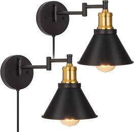 Oumilen - Set of 2 Swing Arm Wall Light, Industrial Wall Sconce