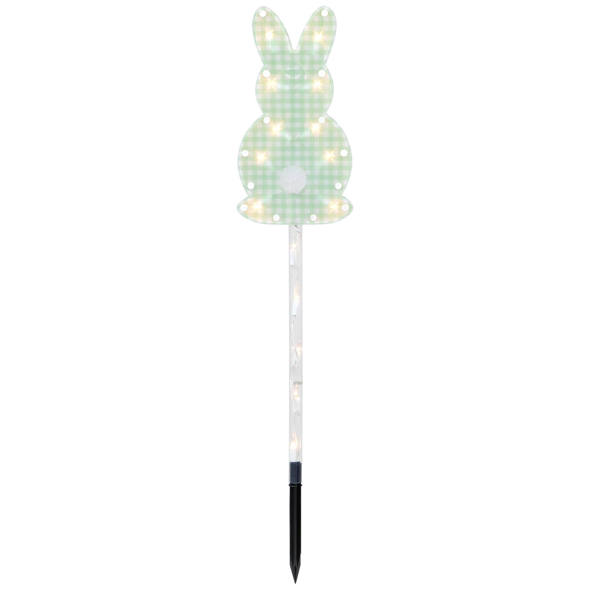 Alt View 3. Northlight - Lighted Plaid Easter Bunny Outdoor Pathway Markers - 28.5" - Set of 4 - Black.