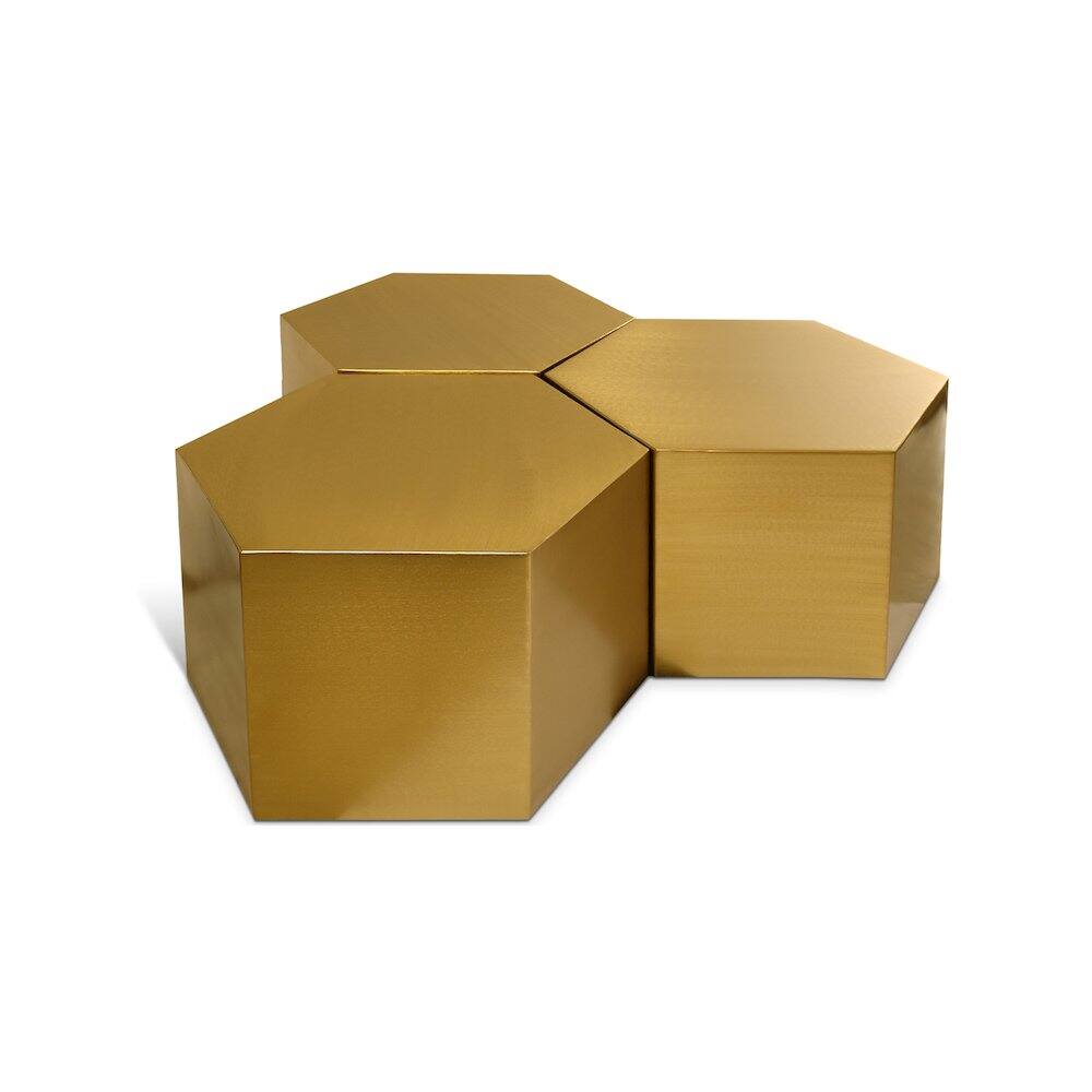 Meridian Furniture - Hexagon Brushed Coffee Table - Gold